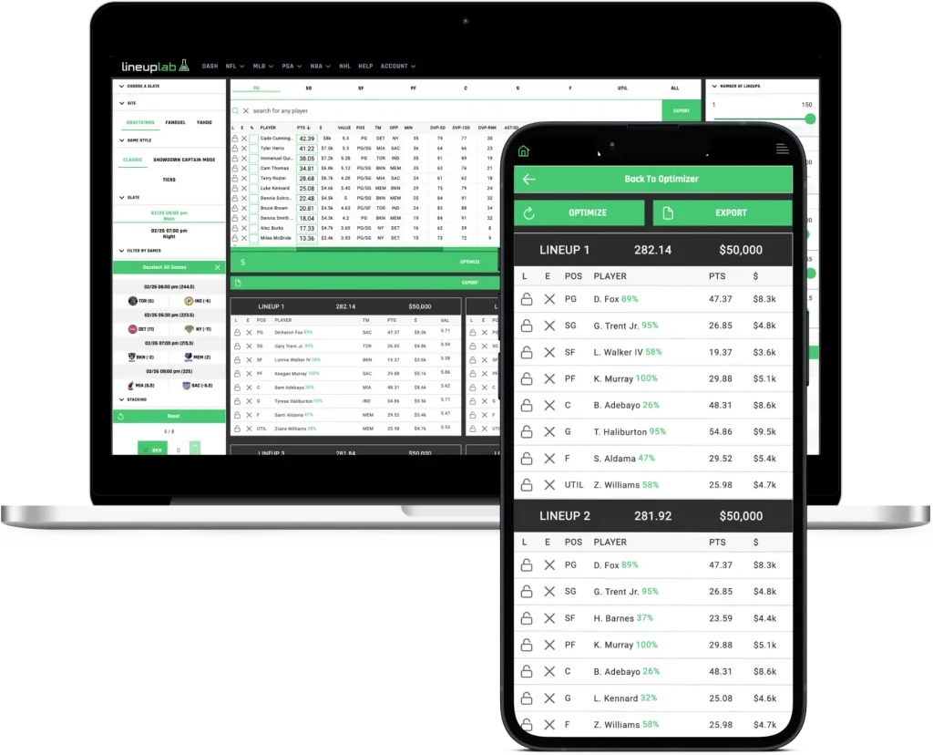 A demonstration of Lineup Lab on a Laptop and a mobile device.